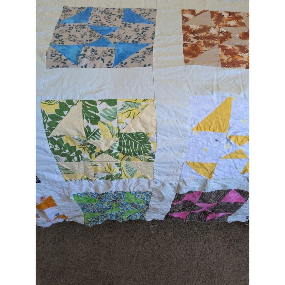 Vintage 50's windmill quilt top Vintage Cotton Fabrics 92 
